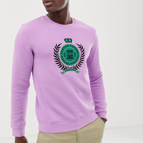 Scotch & Soda Other - Scotch & Soda Classic Sweat With Logo Chest Artwork - Purple Size L